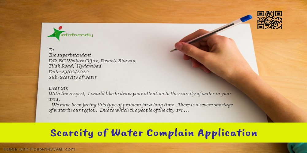 Write a complain application for scarcity of water....