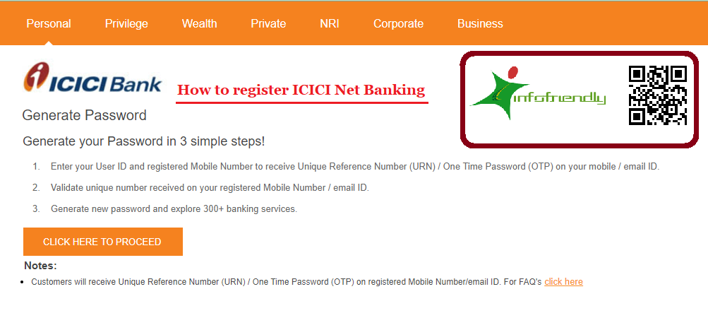 How to register ICICI Net Banking