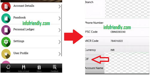 How to know CIF number of Central Bank of India?