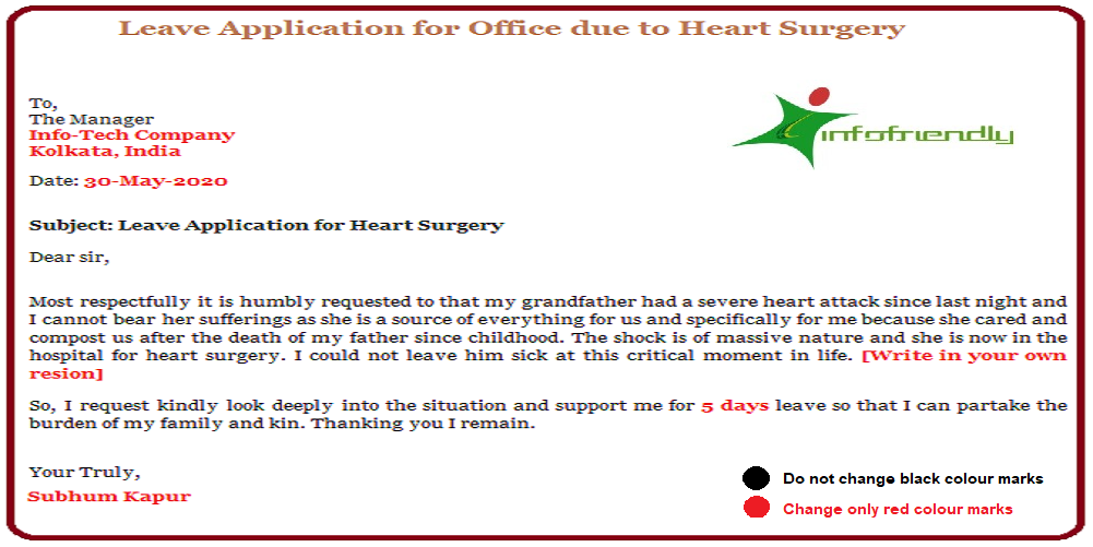 Leave Application for Office due to Heart Surgery