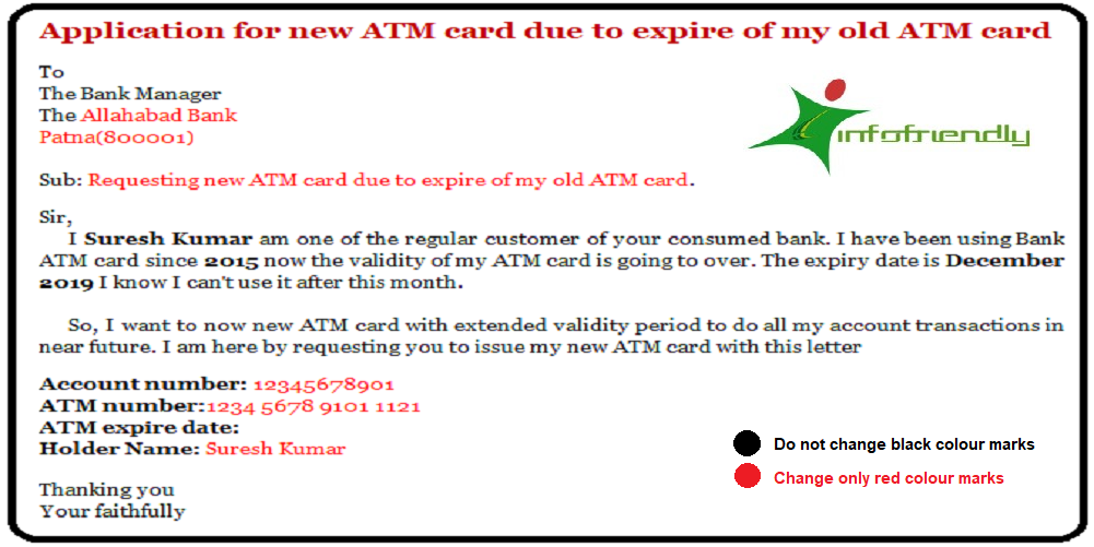 Application for new ATM card due to expire of my old ATM card