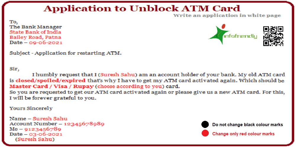 Application to Unblock ATM Card