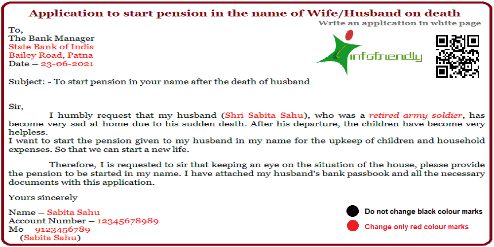 Application to start pension in the name of Wife/Husband on death