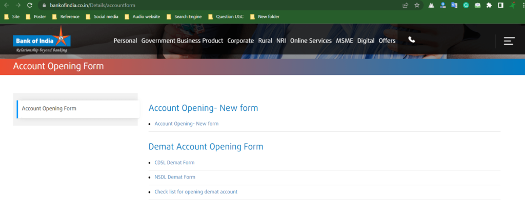 How to open an account in Bank of India?